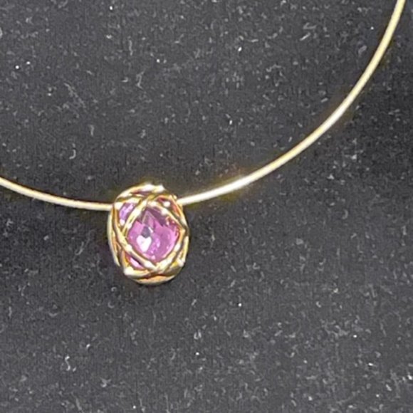 Vintage Joan Rivers gold tone collar necklace-Faux Amethyst stone - Picture 4 of 7